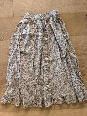Rylee + Cru Girls Floral Midi Maxi Skirt Size 10-12 Beige Button Front Boho